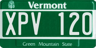 VT license plate XPV120