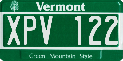 VT license plate XPV122