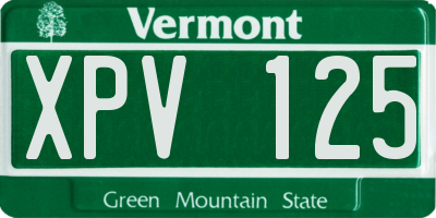 VT license plate XPV125