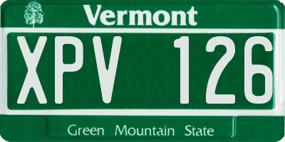 VT license plate XPV126