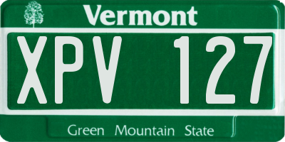 VT license plate XPV127