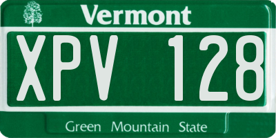VT license plate XPV128