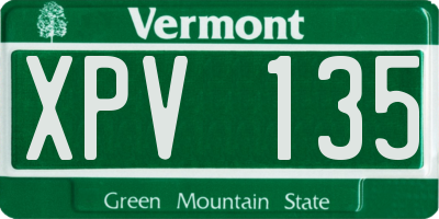 VT license plate XPV135