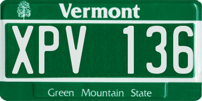 VT license plate XPV136