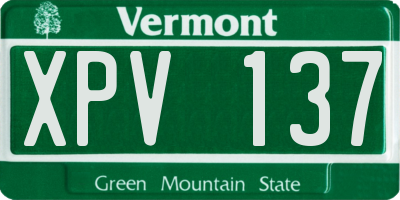 VT license plate XPV137