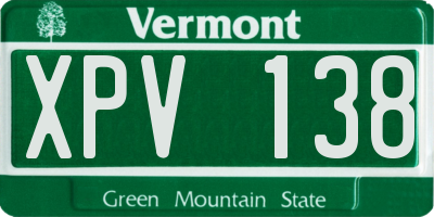 VT license plate XPV138