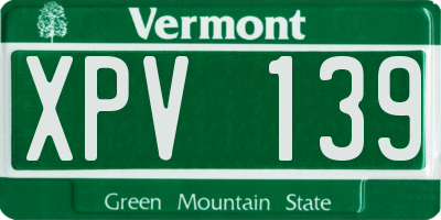 VT license plate XPV139