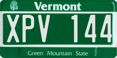 VT license plate XPV144