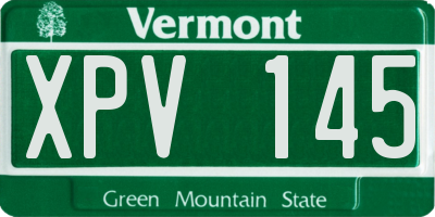 VT license plate XPV145