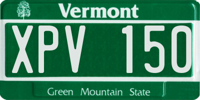 VT license plate XPV150