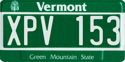 VT license plate XPV153