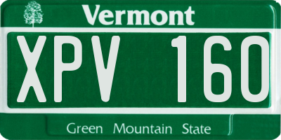 VT license plate XPV160