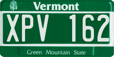 VT license plate XPV162