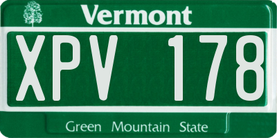 VT license plate XPV178