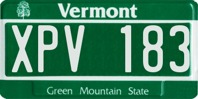 VT license plate XPV183