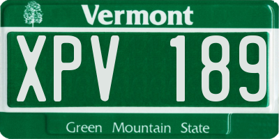 VT license plate XPV189
