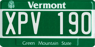 VT license plate XPV190