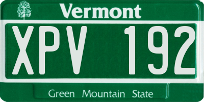 VT license plate XPV192