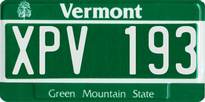 VT license plate XPV193