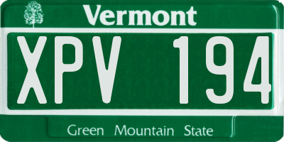 VT license plate XPV194
