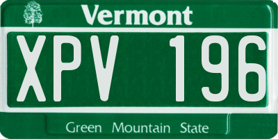 VT license plate XPV196