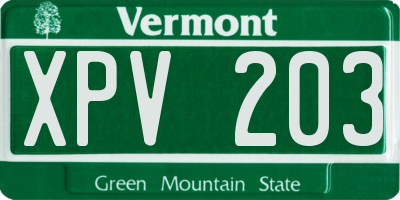 VT license plate XPV203