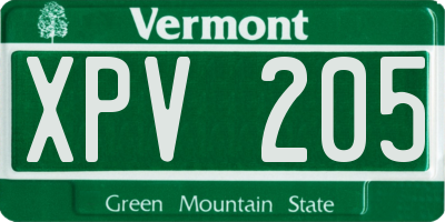 VT license plate XPV205