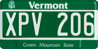 VT license plate XPV206