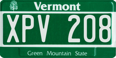VT license plate XPV208