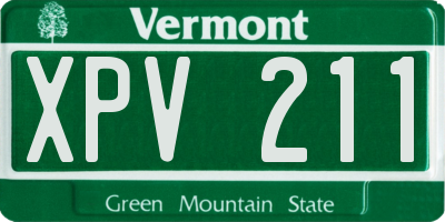 VT license plate XPV211