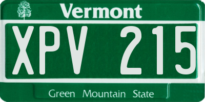 VT license plate XPV215