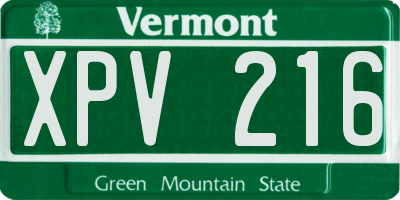 VT license plate XPV216