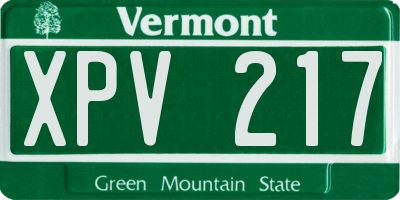 VT license plate XPV217