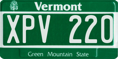 VT license plate XPV220