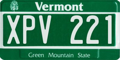 VT license plate XPV221