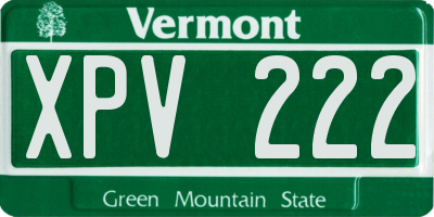 VT license plate XPV222
