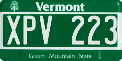 VT license plate XPV223