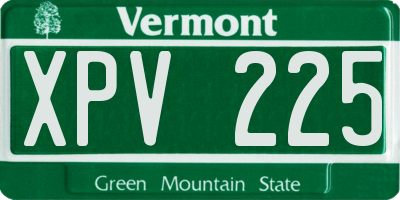 VT license plate XPV225