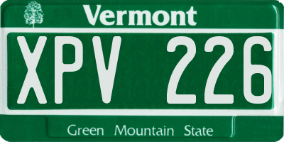 VT license plate XPV226