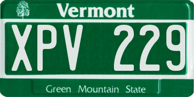 VT license plate XPV229