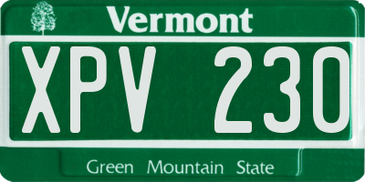VT license plate XPV230