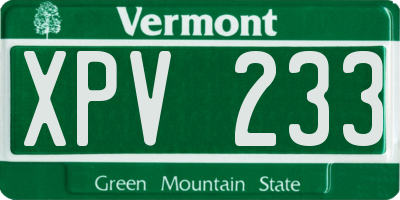 VT license plate XPV233