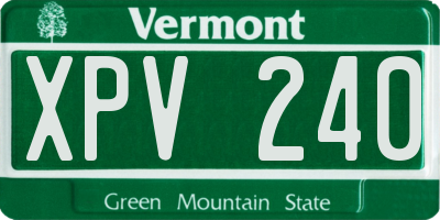 VT license plate XPV240