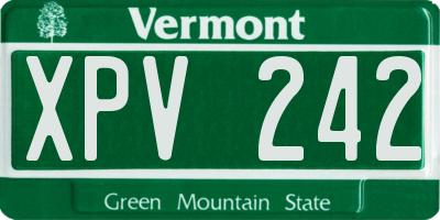 VT license plate XPV242