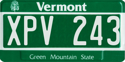 VT license plate XPV243