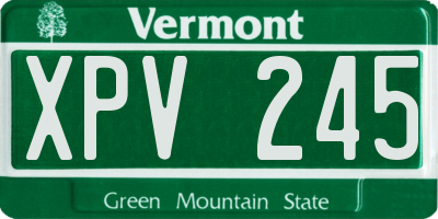 VT license plate XPV245