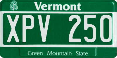 VT license plate XPV250