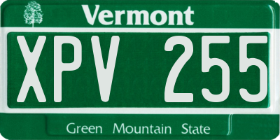 VT license plate XPV255