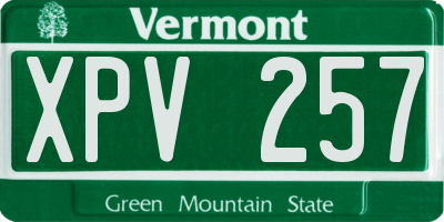VT license plate XPV257