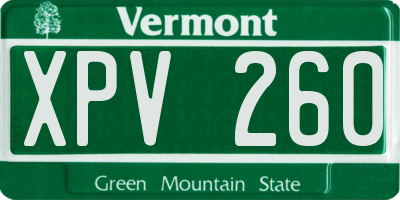 VT license plate XPV260